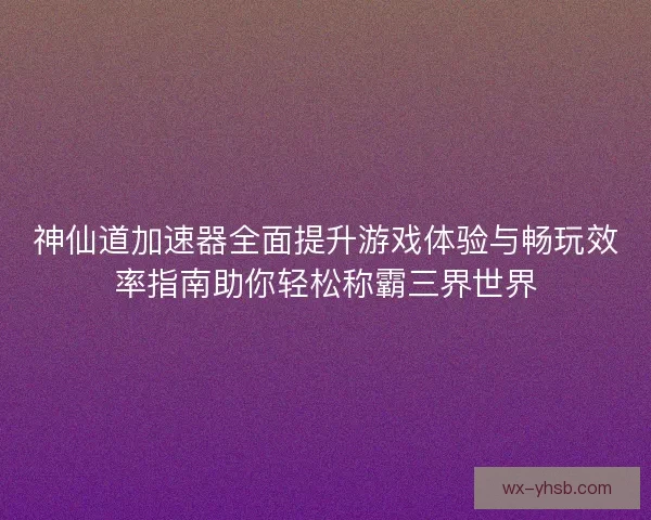 神仙道加速器全面提升游戏体验与畅玩效率指南助你轻松称霸三界世界